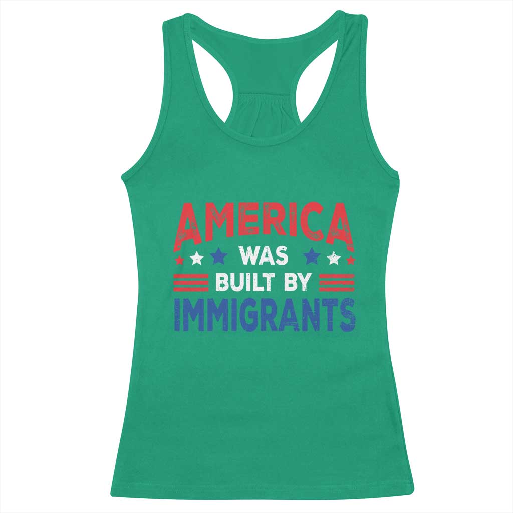 Funny America Was Built By Immigrants Racerback Tank Top Stars Stripes - Wonder Print Shop