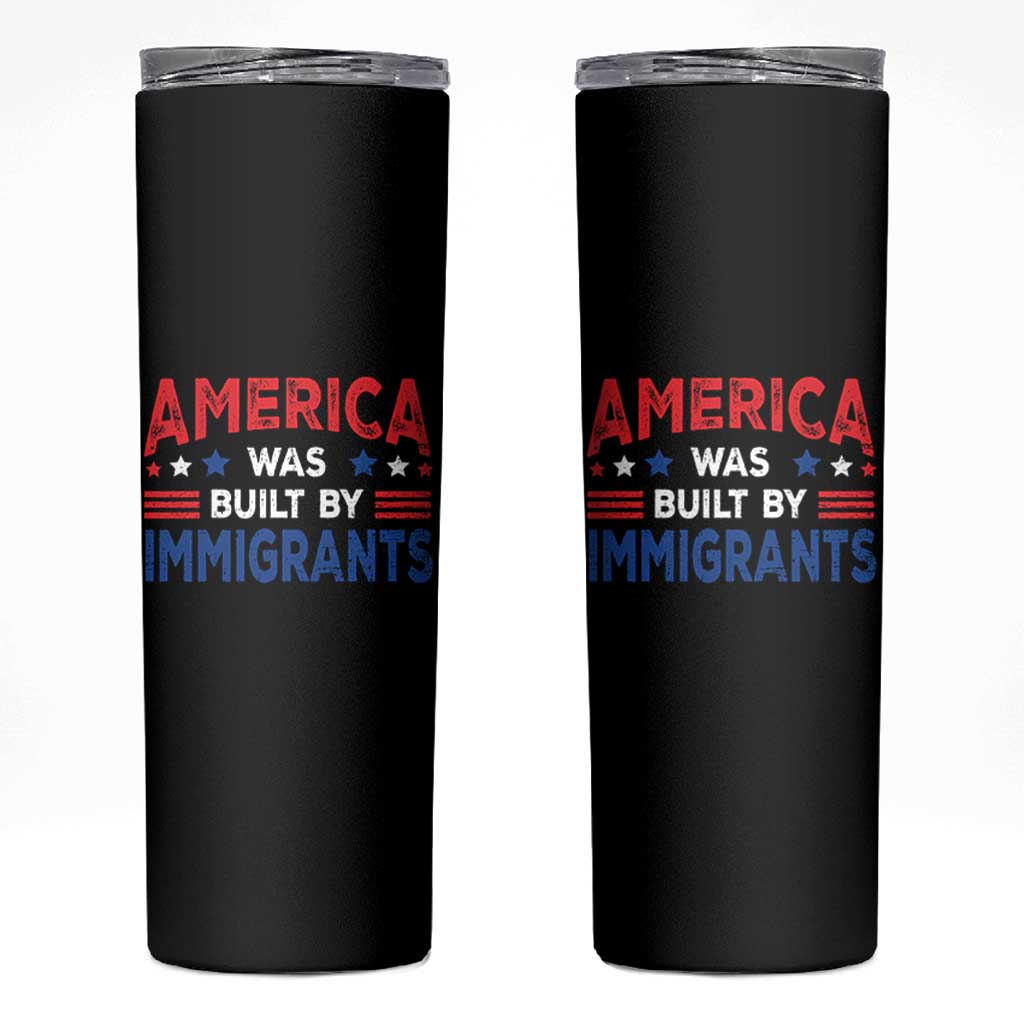 Funny America Was Built By Immigrants Skinny Tumbler Stars Stripes - Wonder Print Shop