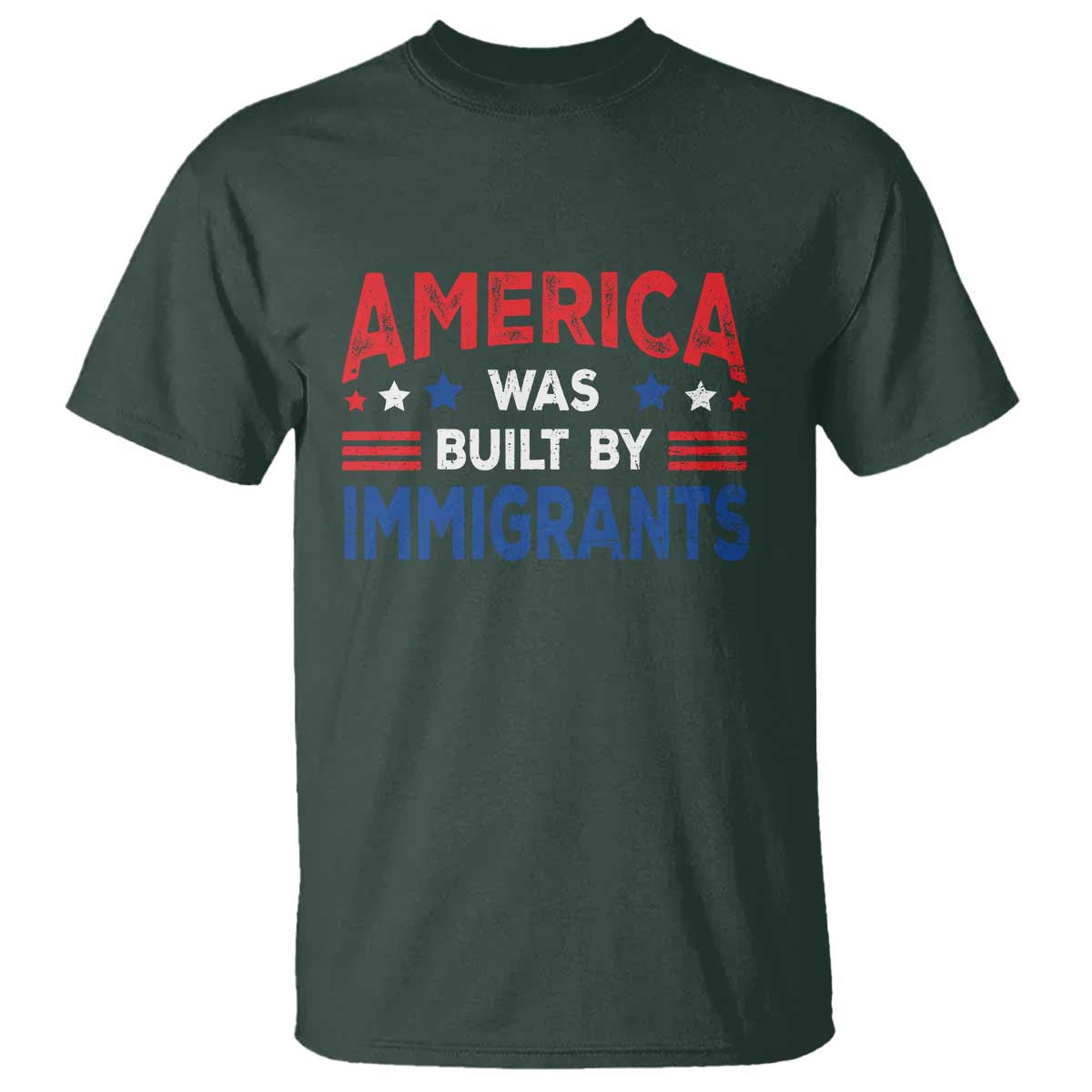 Funny America Was Built By Immigrants T Shirt Stars Stripes - Wonder Print Shop