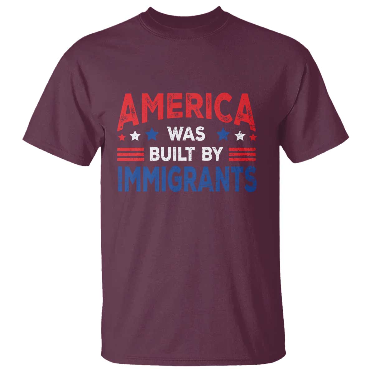 Funny America Was Built By Immigrants T Shirt Stars Stripes - Wonder Print Shop