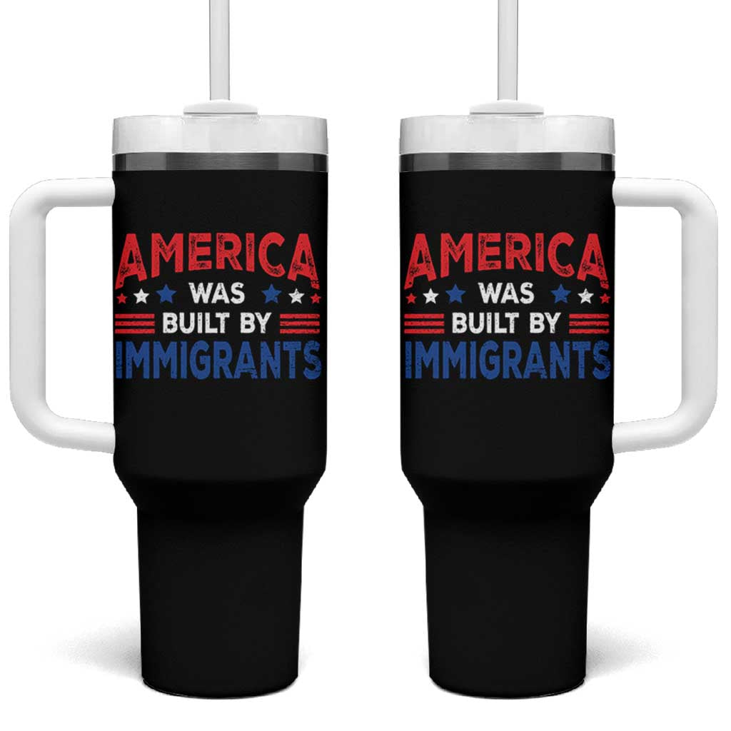 Funny America Was Built By Immigrants Tumbler With Handle Stars Stripes - Wonder Print Shop