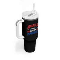 Funny America Was Built By Immigrants Tumbler With Handle Stars Stripes - Wonder Print Shop