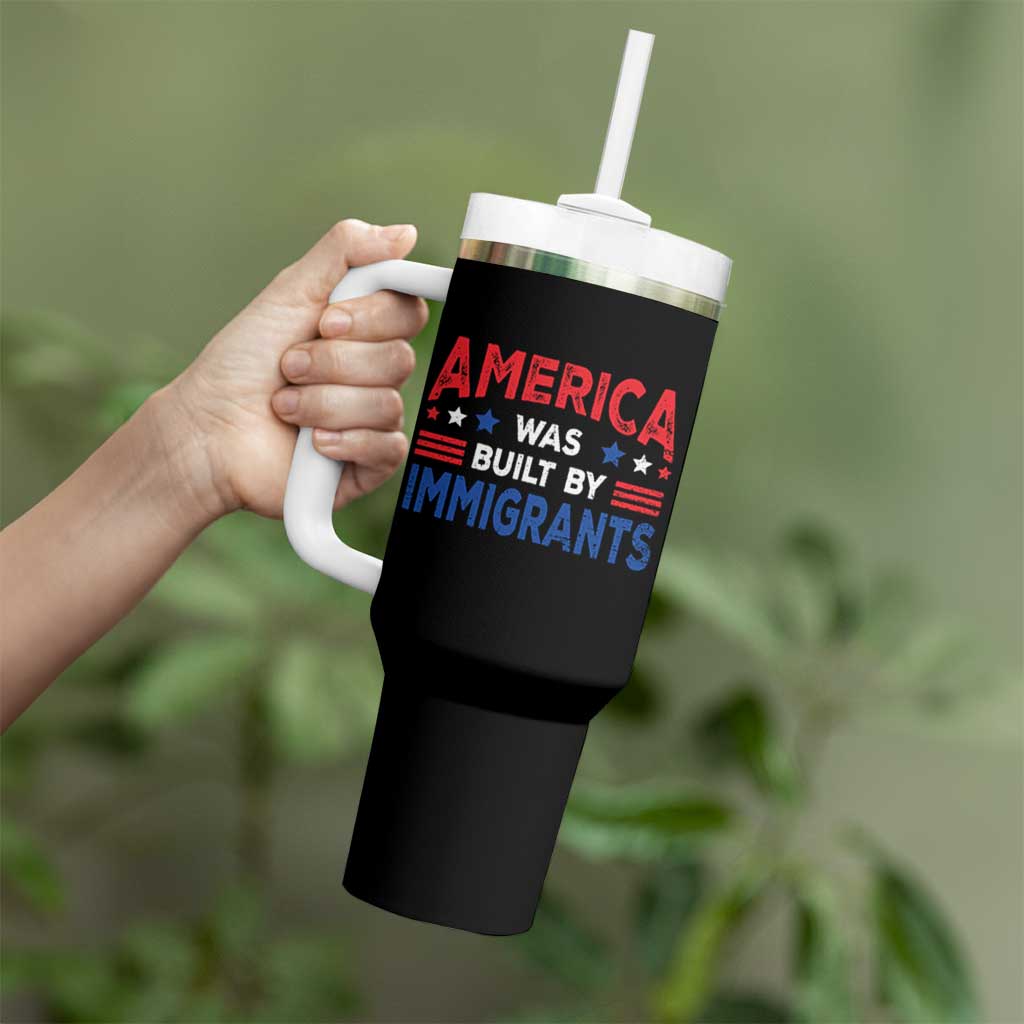 Funny America Was Built By Immigrants Tumbler With Handle Stars Stripes - Wonder Print Shop