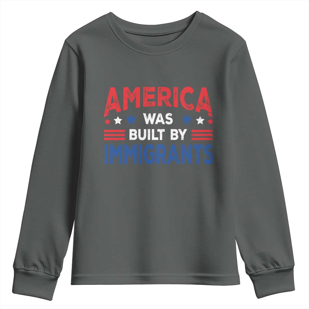 Funny America Was Built By Immigrants Youth Sweatshirt Stars Stripes - Wonder Print Shop