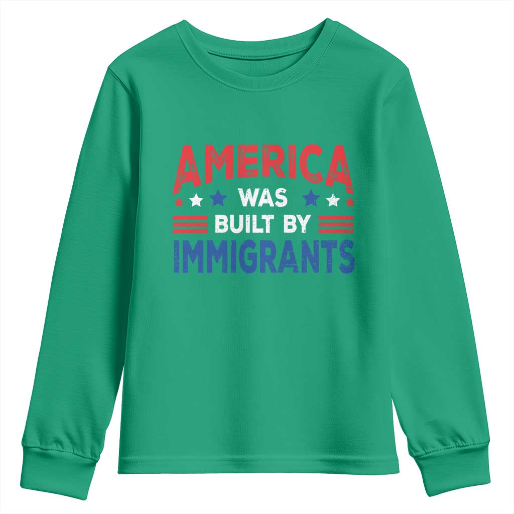Funny America Was Built By Immigrants Youth Sweatshirt Stars Stripes - Wonder Print Shop