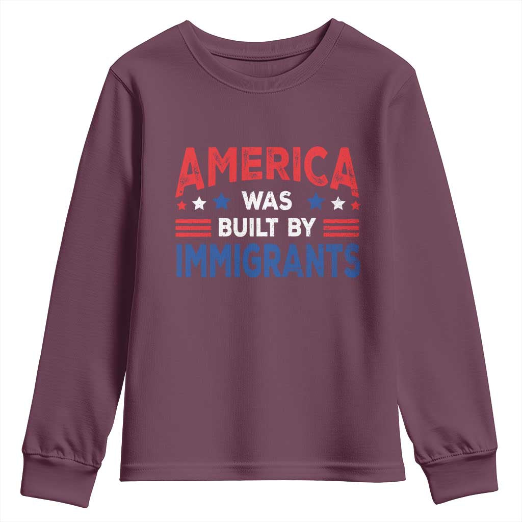 Funny America Was Built By Immigrants Youth Sweatshirt Stars Stripes - Wonder Print Shop