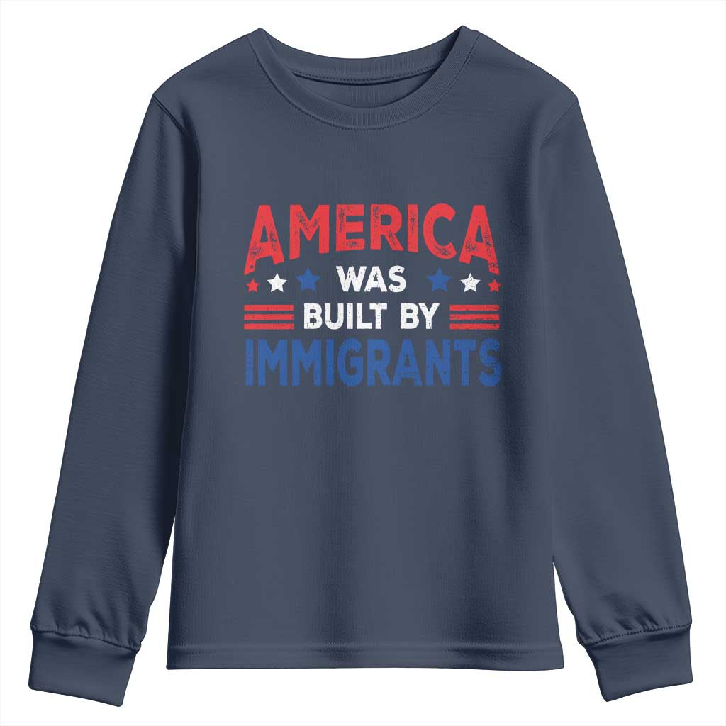 Funny America Was Built By Immigrants Youth Sweatshirt Stars Stripes - Wonder Print Shop