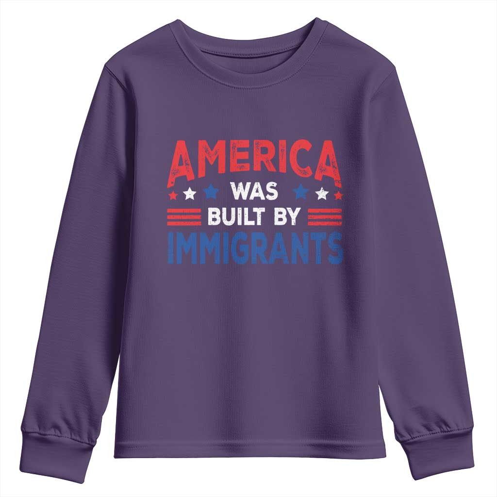 Funny America Was Built By Immigrants Youth Sweatshirt Stars Stripes - Wonder Print Shop