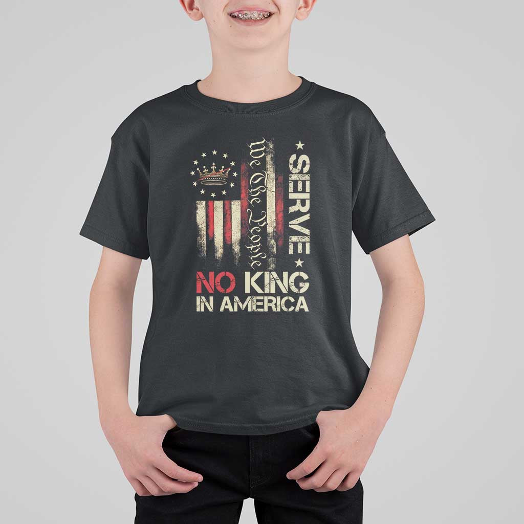 Funny We The People Serve No King In American T Shirt For Kid Vintage Betsy Ross Flag - Wonder Print Shop