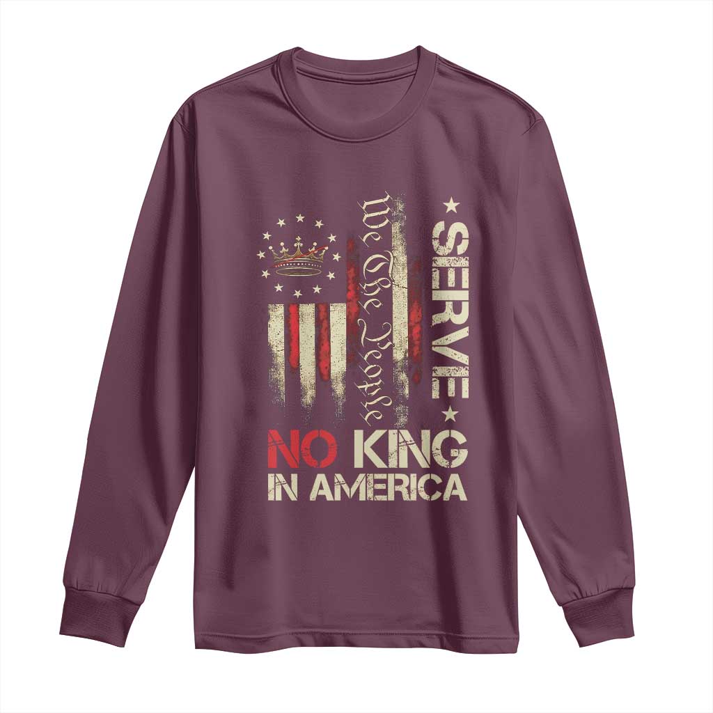 Funny We The People Serve No King In American Long Sleeve Shirt Vintage Betsy Ross Flag - Wonder Print Shop