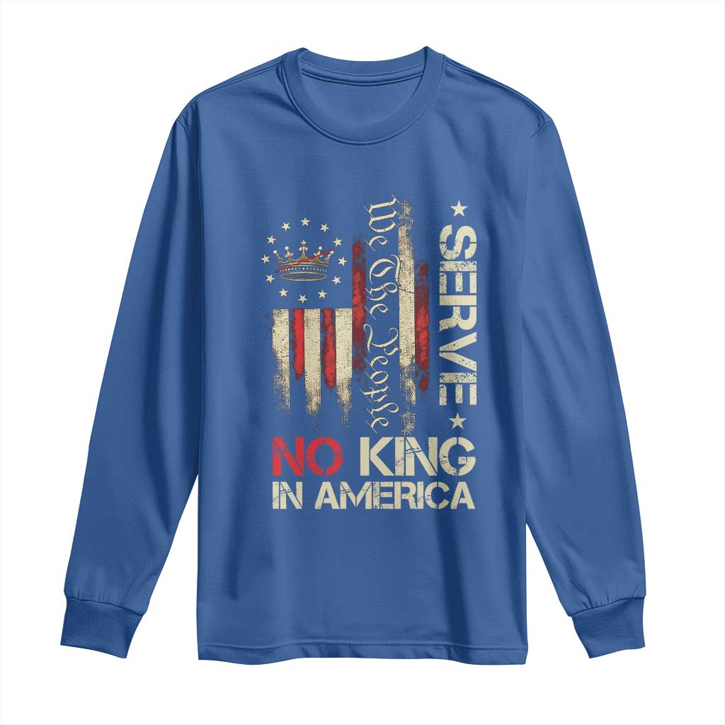 Funny We The People Serve No King In American Long Sleeve Shirt Vintage Betsy Ross Flag - Wonder Print Shop