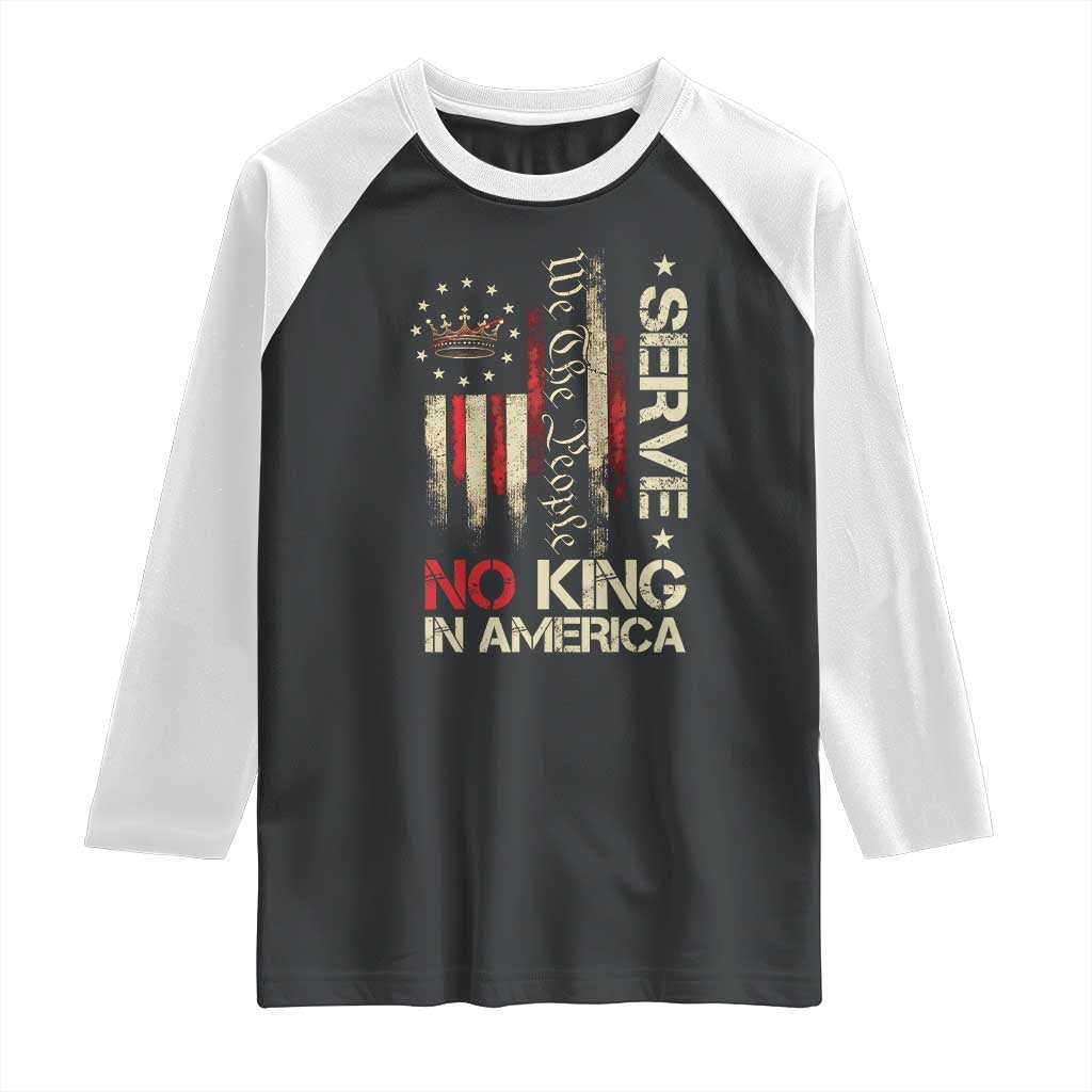 Funny We The People Serve No King In American Raglan Shirt Vintage Betsy Ross Flag - Wonder Print Shop