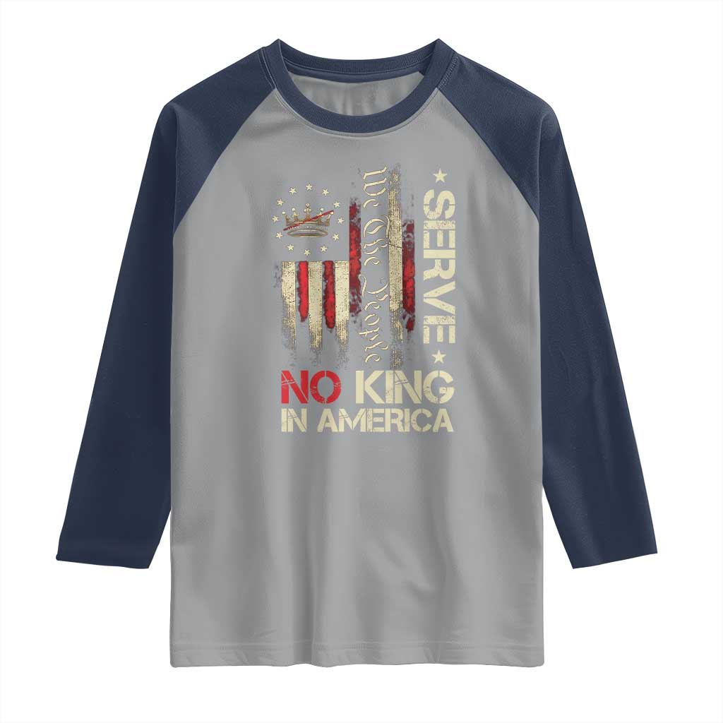 Funny We The People Serve No King In American Raglan Shirt Vintage Betsy Ross Flag - Wonder Print Shop