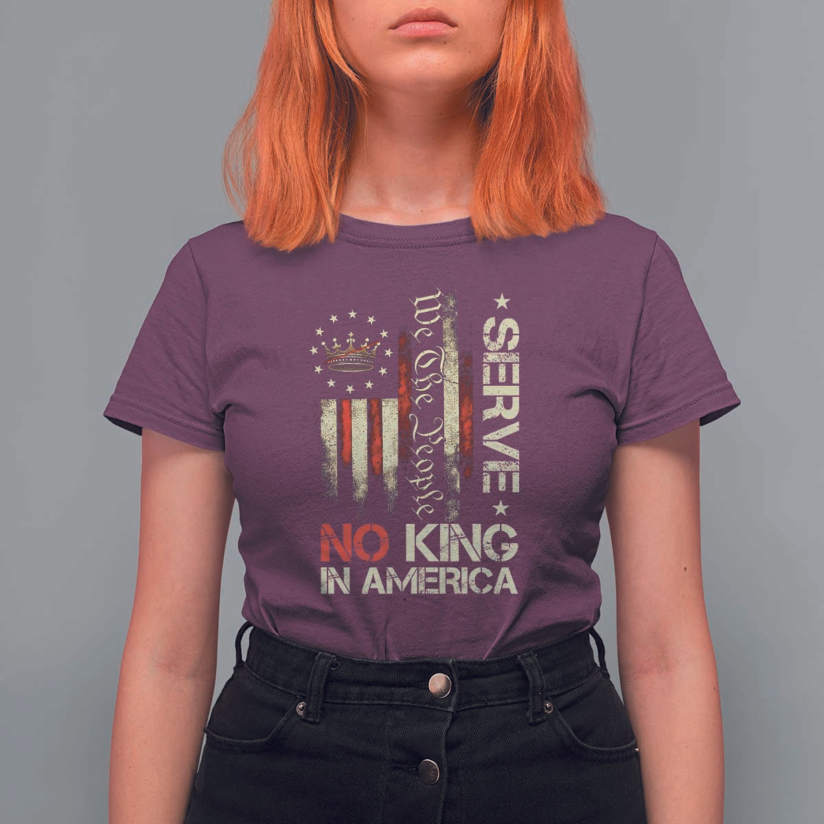 Funny We The People Serve No King In American T Shirt For Women Vintage Betsy Ross Flag - Wonder Print Shop