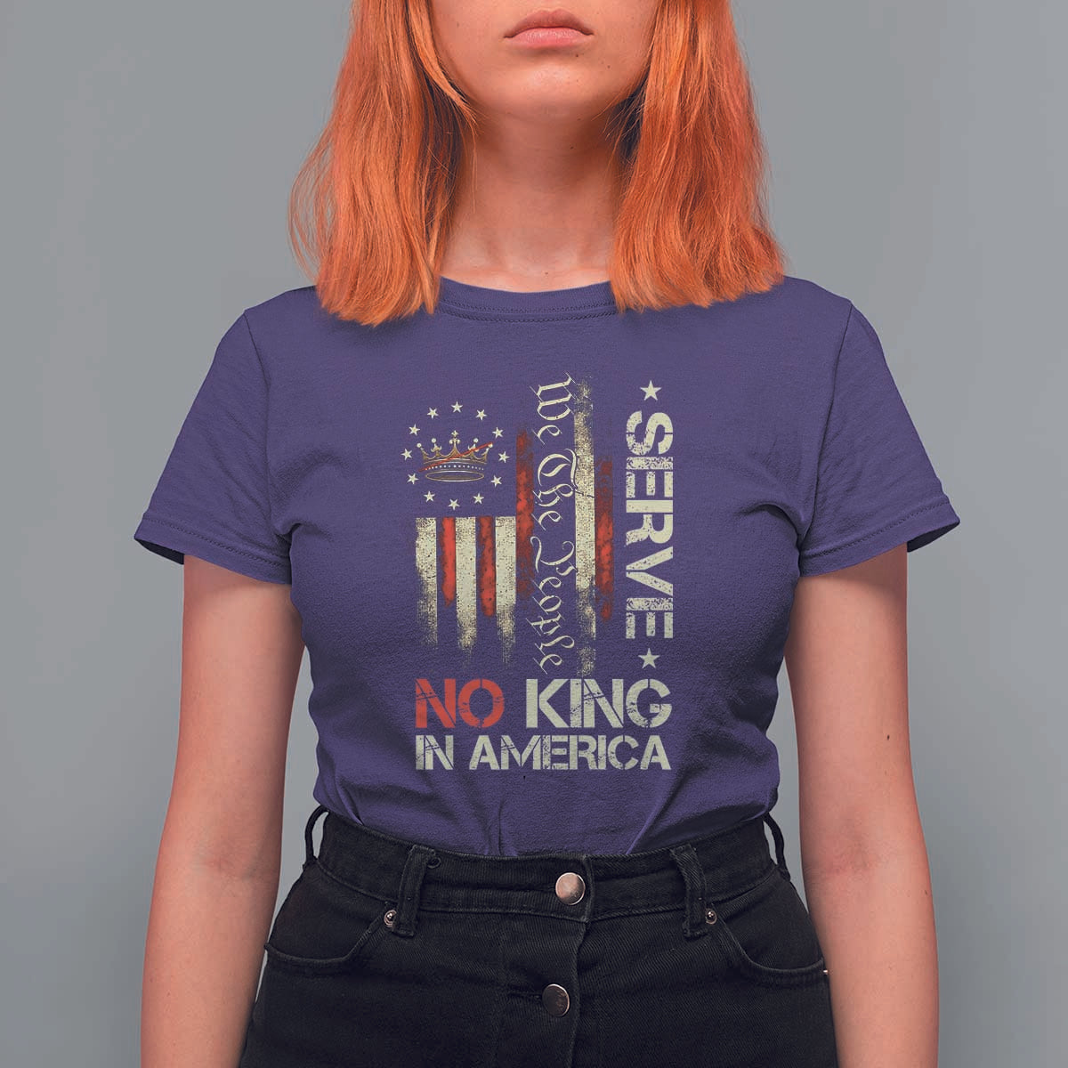 Funny We The People Serve No King In American T Shirt For Women Vintage Betsy Ross Flag - Wonder Print Shop