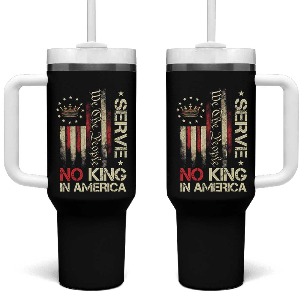 Funny We The People Serve No King In American Tumbler With Handle Vintage Betsy Ross Flag - Wonder Print Shop