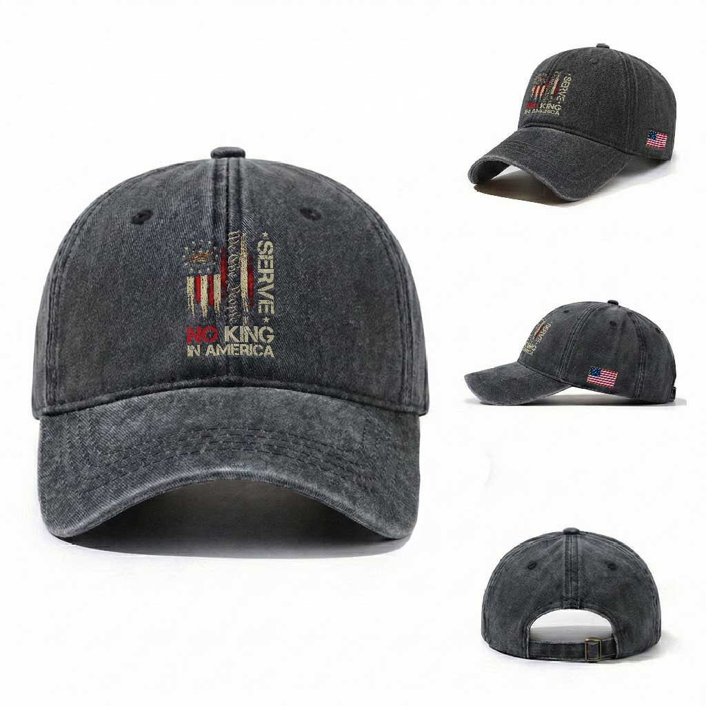Funny We The People Serve No King In American Washed Cotton Baseball Cap Vintage Betsy Ross Flag