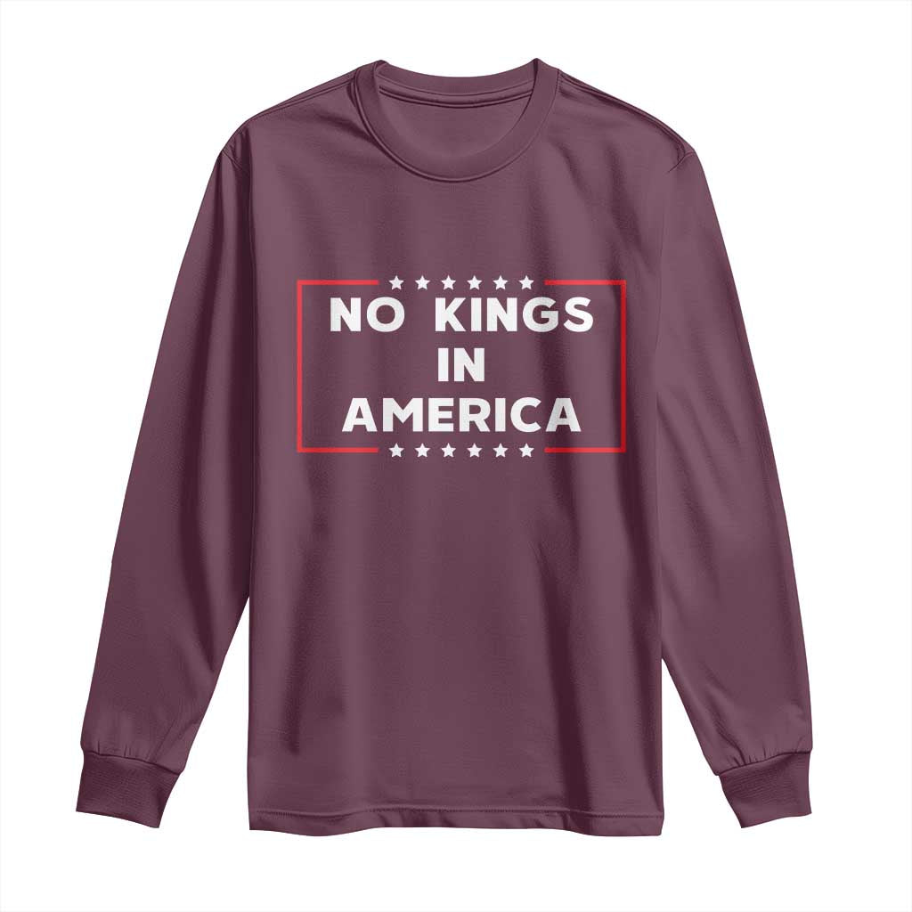 No Kings In America Long Sleeve Shirt Stars Stripes - Wonder Print Shop