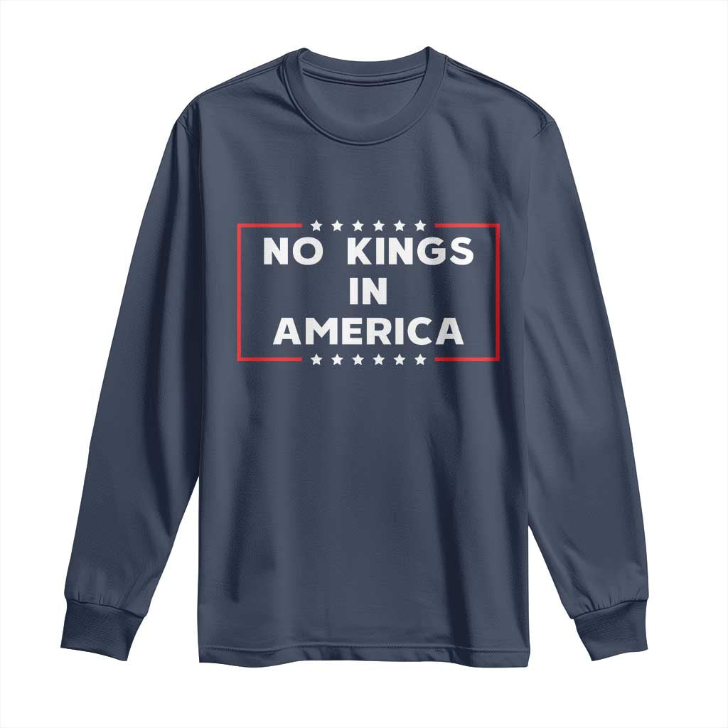 No Kings In America Long Sleeve Shirt Stars Stripes - Wonder Print Shop