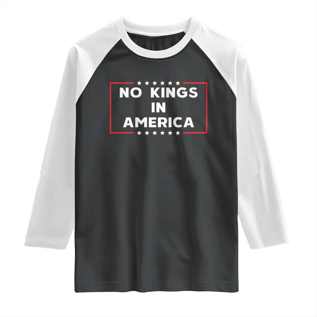 No Kings In America Raglan Shirt Stars Stripes - Wonder Print Shop