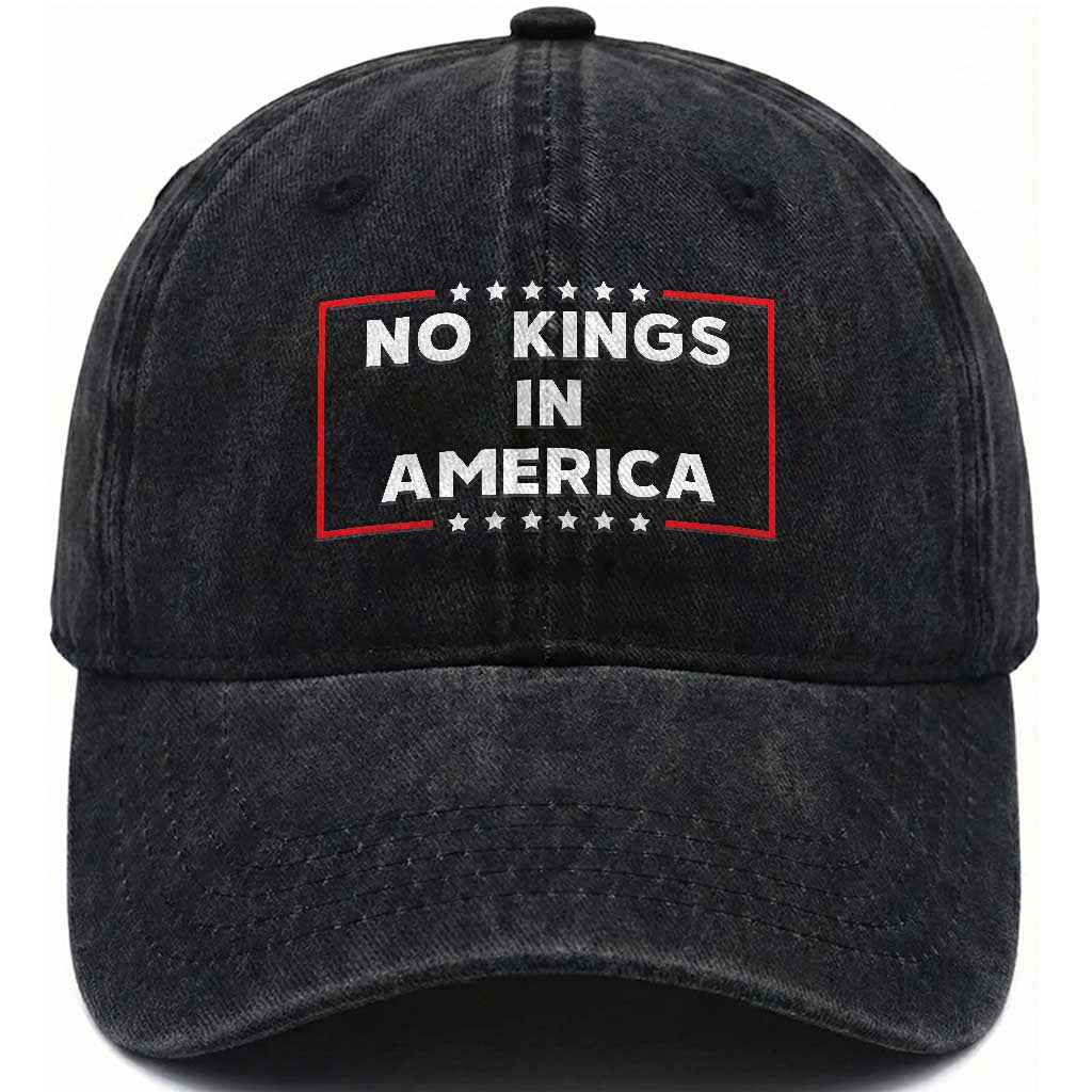 No Kings In America Washed Cotton Baseball Cap Stars Stripes