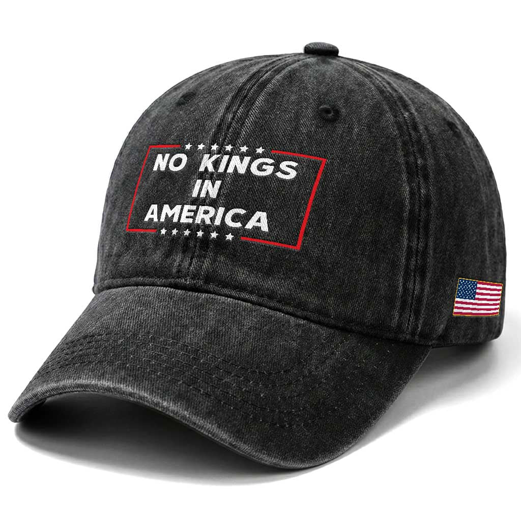 No Kings In America Washed Cotton Baseball Cap Stars Stripes