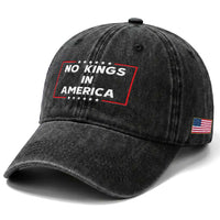 No Kings In America Washed Cotton Baseball Cap Stars Stripes
