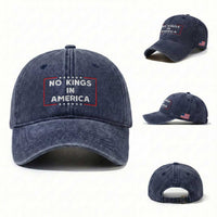 No Kings In America Washed Cotton Baseball Cap Stars Stripes