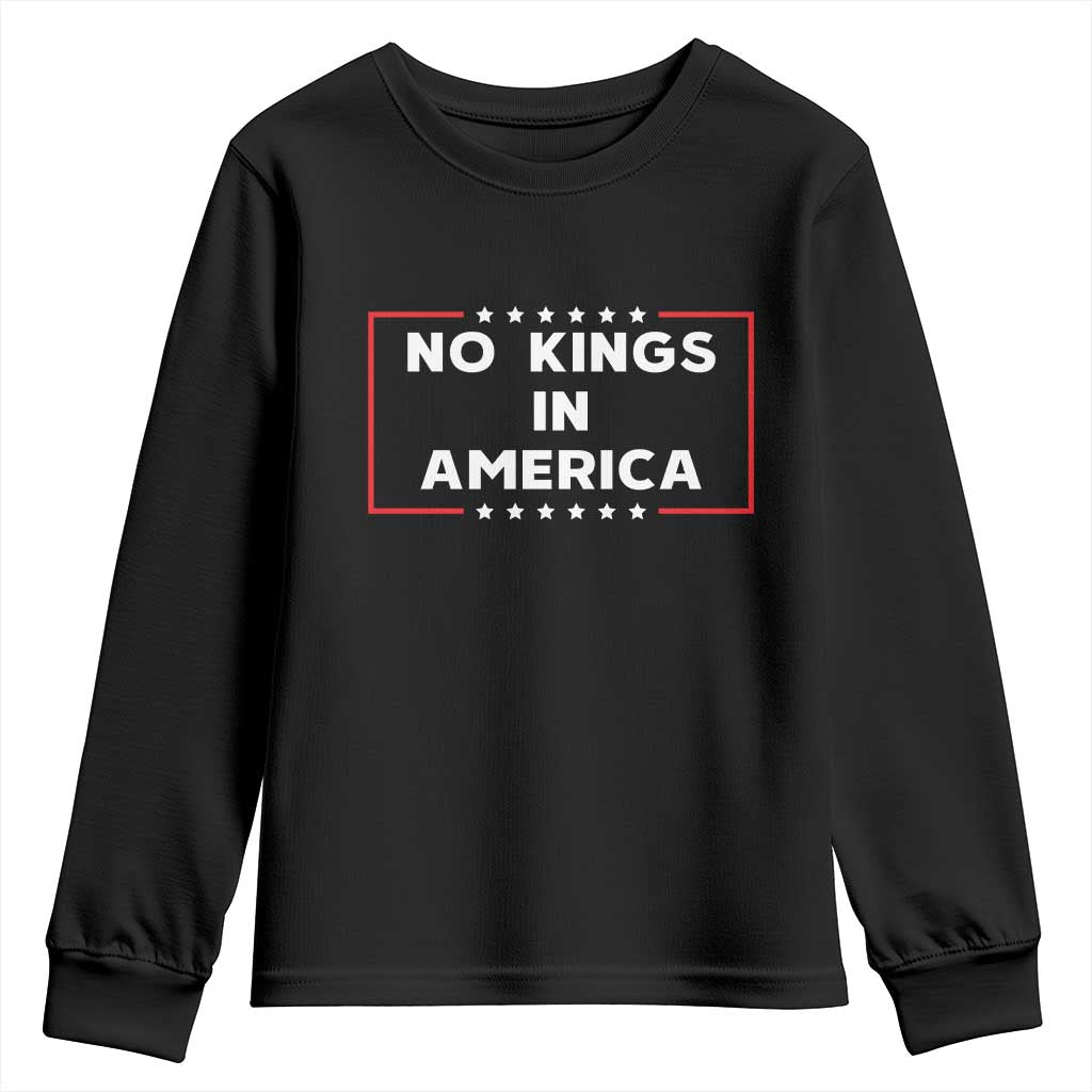 No Kings In America Youth Sweatshirt Stars Stripes - Wonder Print Shop