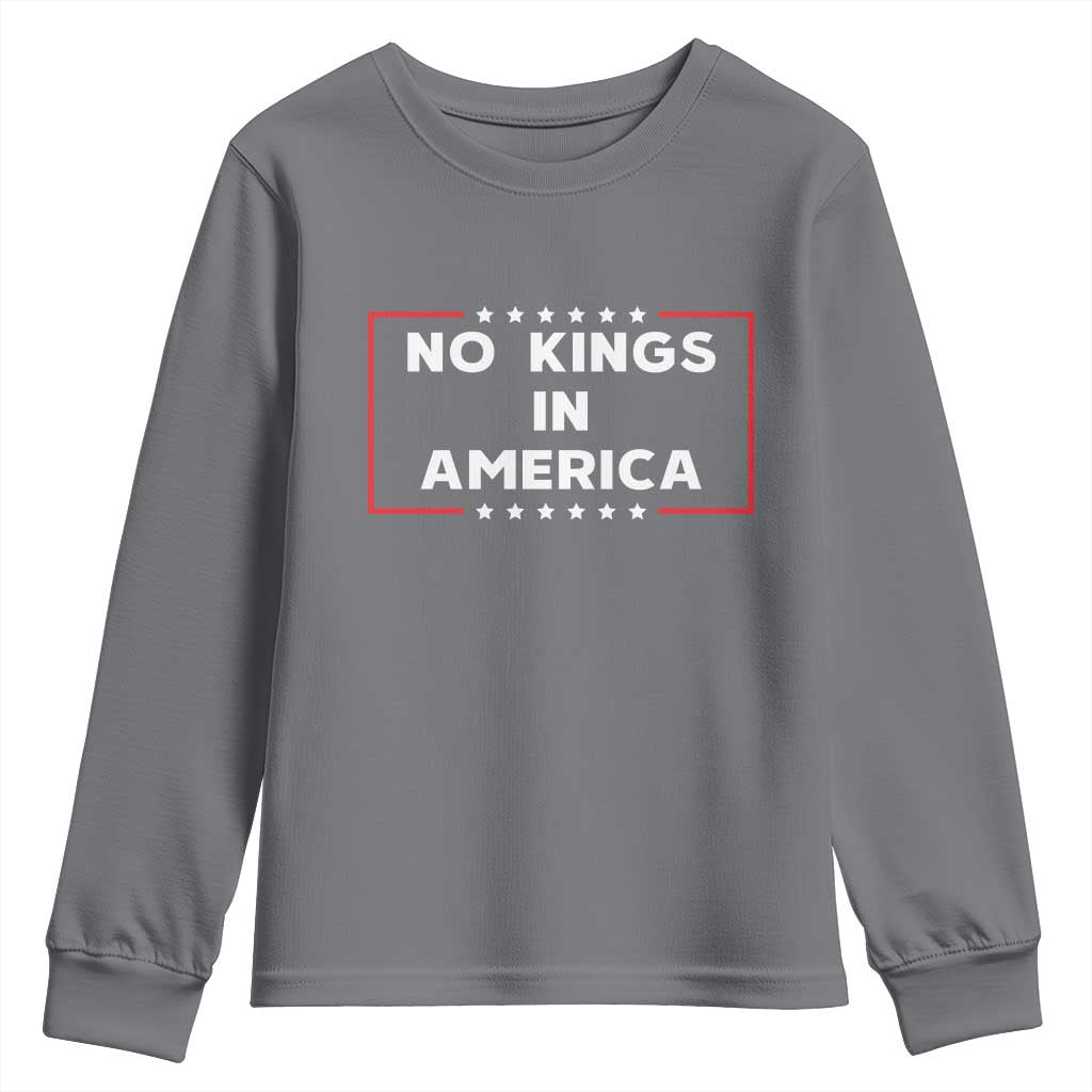 No Kings In America Youth Sweatshirt Stars Stripes - Wonder Print Shop