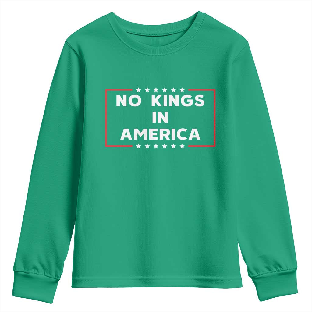 No Kings In America Youth Sweatshirt Stars Stripes - Wonder Print Shop