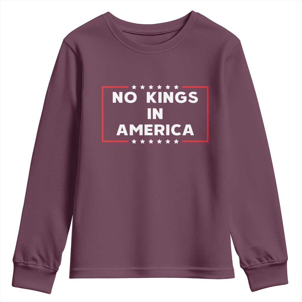 No Kings In America Youth Sweatshirt Stars Stripes - Wonder Print Shop