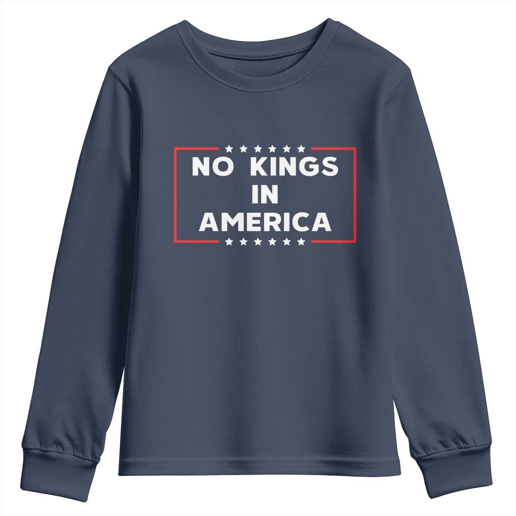 No Kings In America Youth Sweatshirt Stars Stripes - Wonder Print Shop