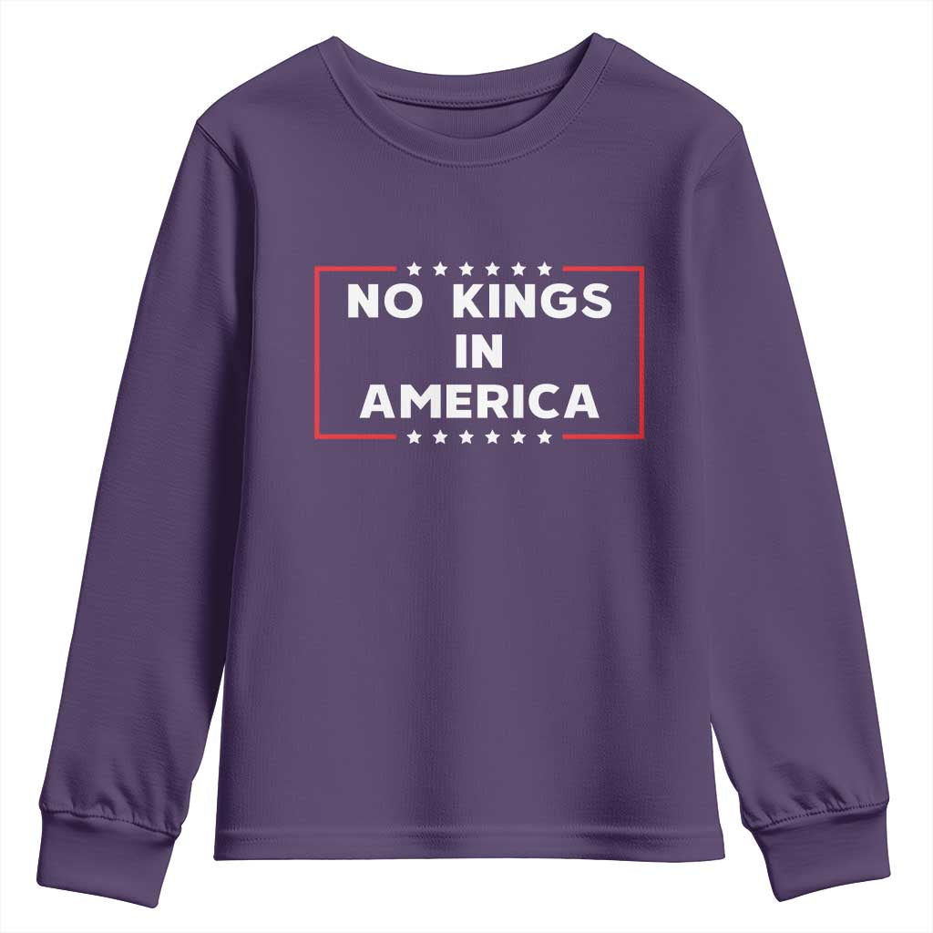 No Kings In America Youth Sweatshirt Stars Stripes - Wonder Print Shop