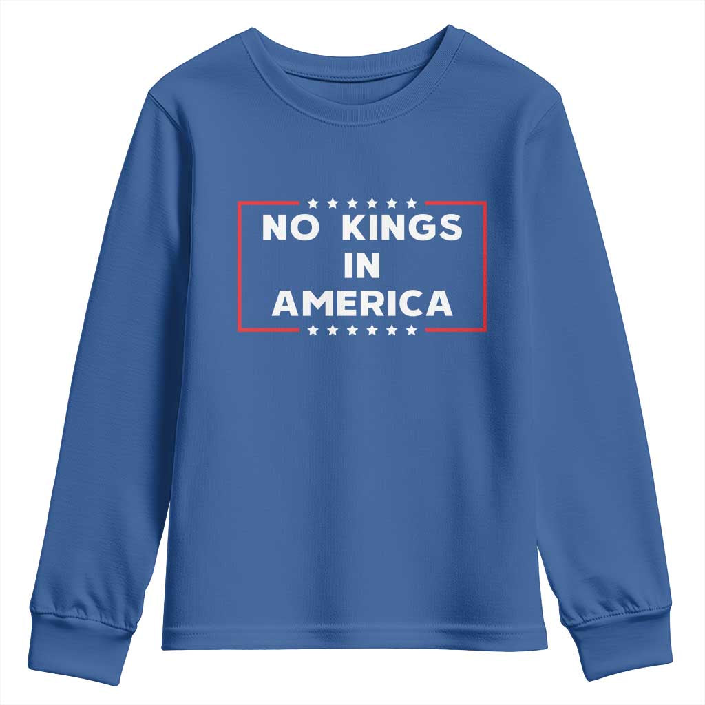 No Kings In America Youth Sweatshirt Stars Stripes - Wonder Print Shop