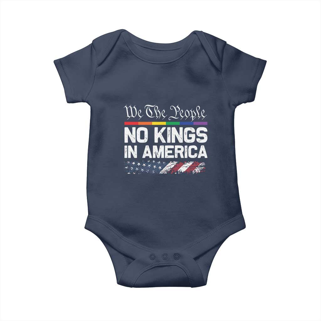 No Kings In America We The People Baby Onesie LGBTQ Pride American Flag Political - Wonder Print Shop