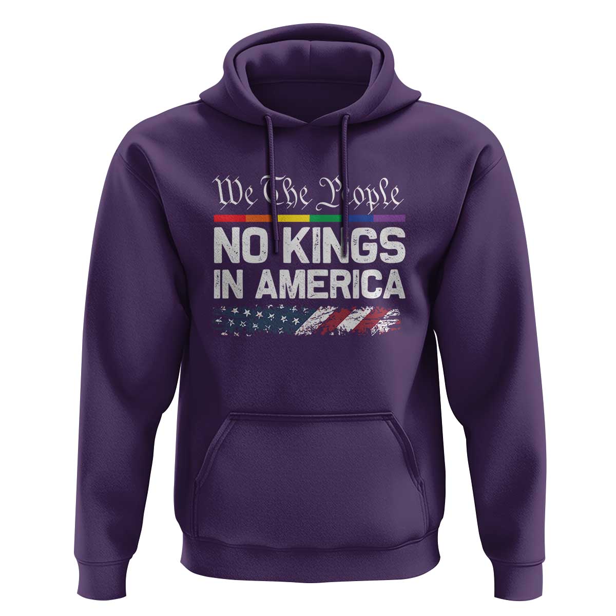 No Kings In America We The People Hoodie LGBTQ Pride American Flag Political - Wonder Print Shop
