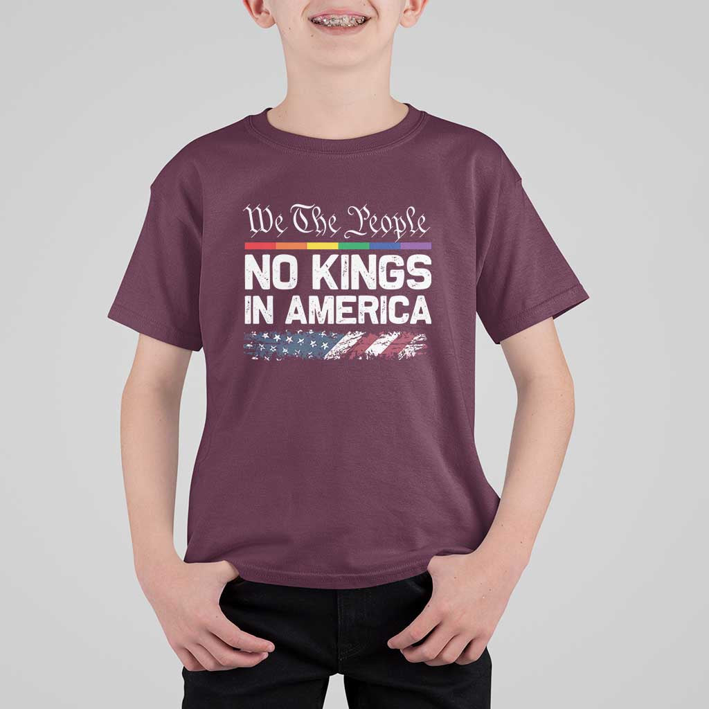 No Kings In America We The People T Shirt For Kid LGBTQ Pride American Flag Political - Wonder Print Shop