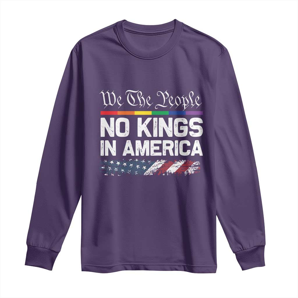 No Kings In America We The People Long Sleeve Shirt LGBTQ Pride American Flag Political - Wonder Print Shop