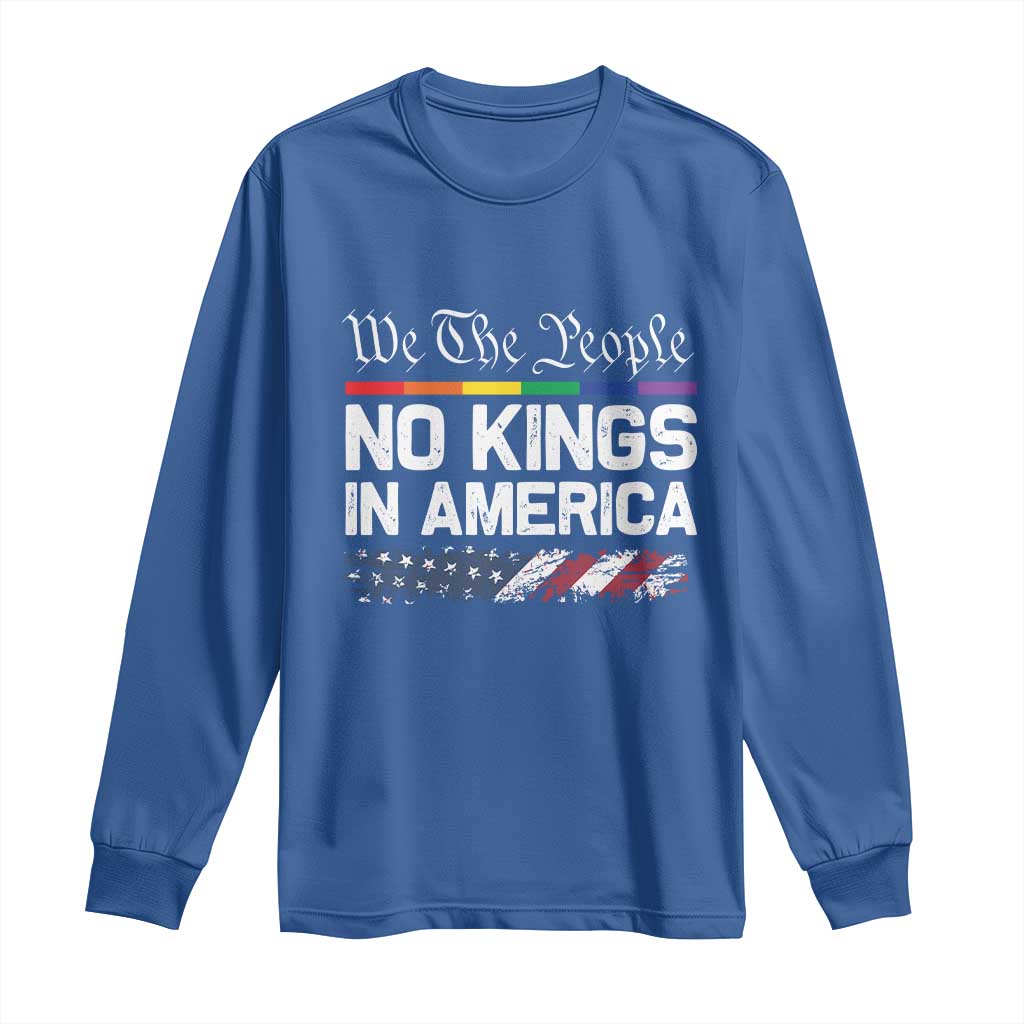 No Kings In America We The People Long Sleeve Shirt LGBTQ Pride American Flag Political - Wonder Print Shop