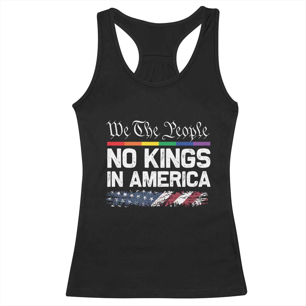 No Kings In America We The People Racerback Tank Top LGBTQ Pride American Flag Political - Wonder Print Shop