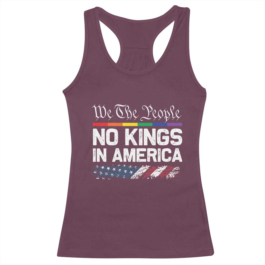 No Kings In America We The People Racerback Tank Top LGBTQ Pride American Flag Political - Wonder Print Shop