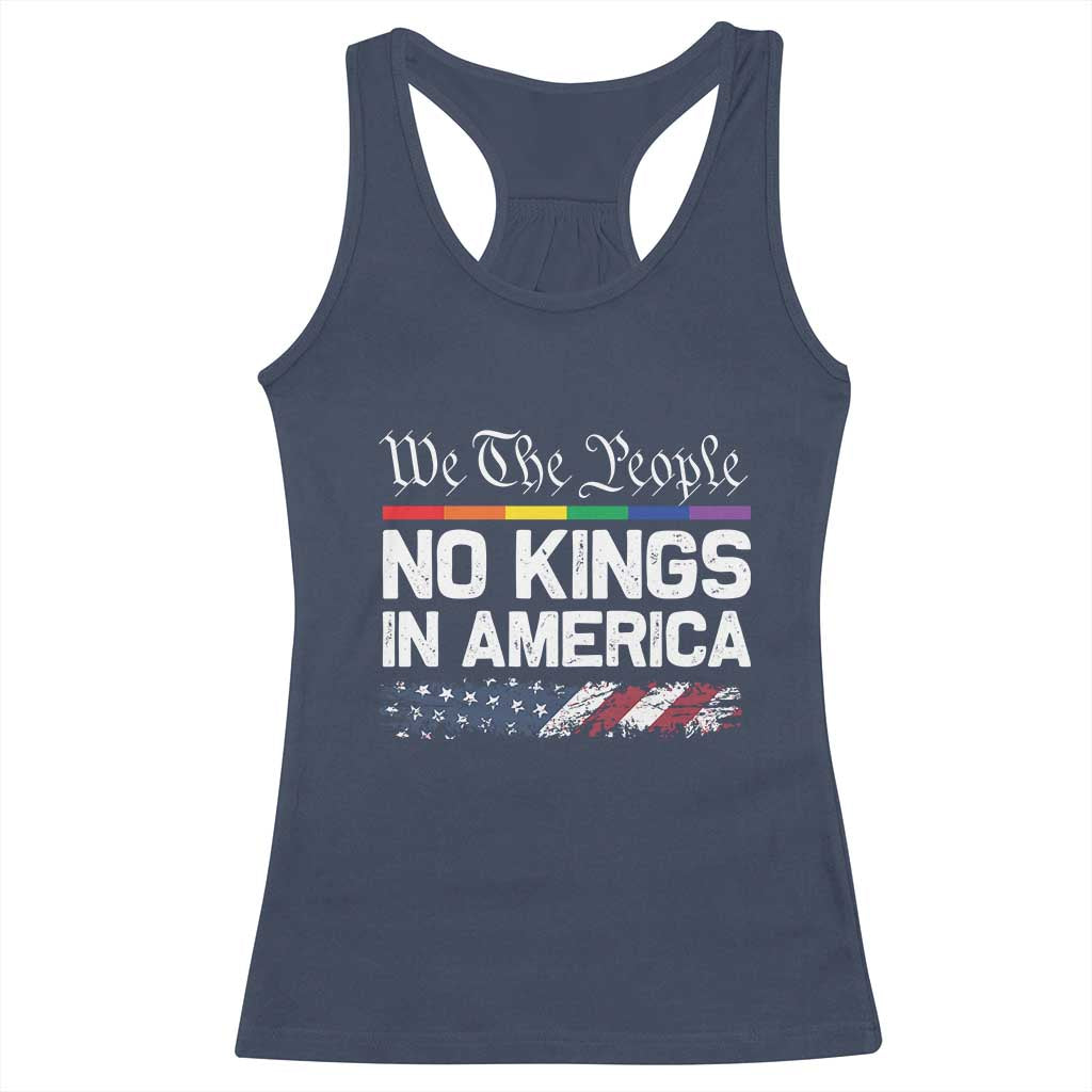 No Kings In America We The People Racerback Tank Top LGBTQ Pride American Flag Political - Wonder Print Shop