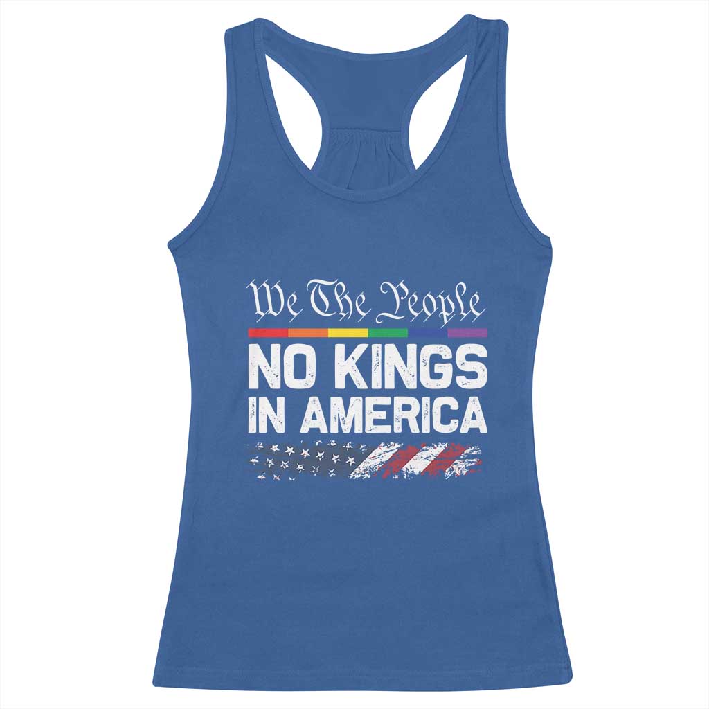 No Kings In America We The People Racerback Tank Top LGBTQ Pride American Flag Political - Wonder Print Shop