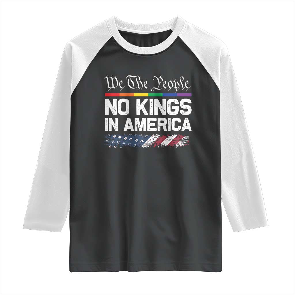 No Kings In America We The People Raglan Shirt LGBTQ Pride American Flag Political - Wonder Print Shop