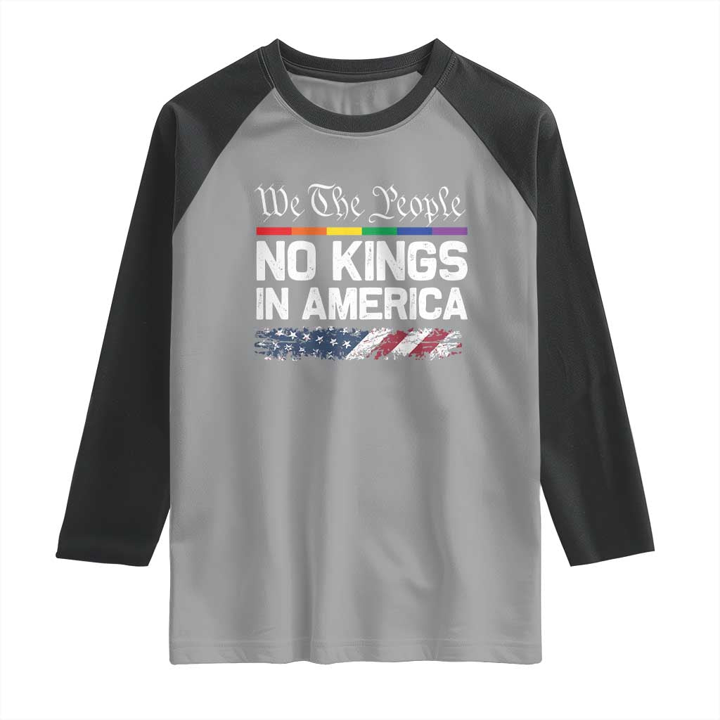 No Kings In America We The People Raglan Shirt LGBTQ Pride American Flag Political - Wonder Print Shop