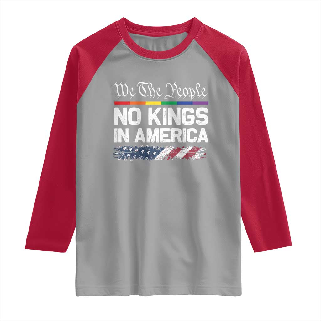 No Kings In America We The People Raglan Shirt LGBTQ Pride American Flag Political - Wonder Print Shop