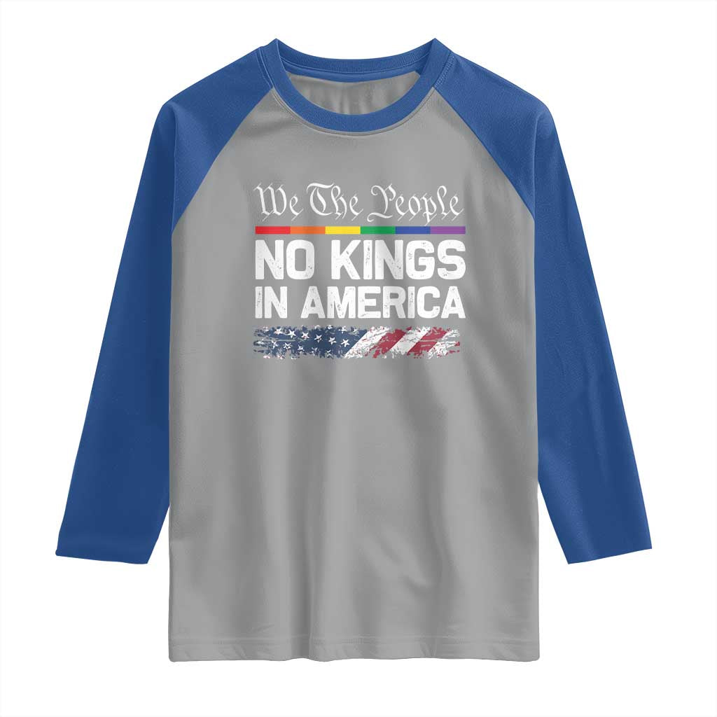 No Kings In America We The People Raglan Shirt LGBTQ Pride American Flag Political - Wonder Print Shop