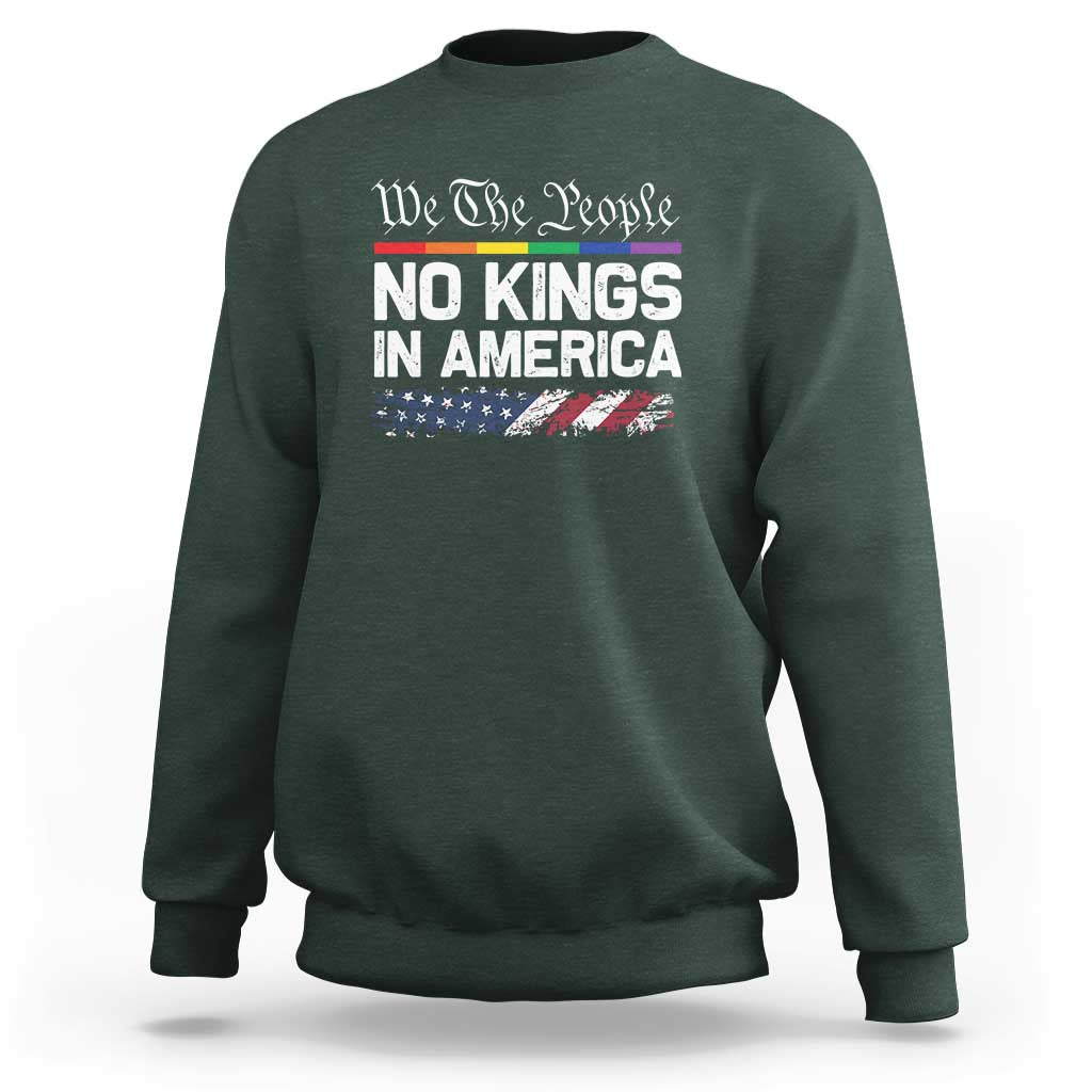 No Kings In America We The People Sweatshirt LGBTQ Pride American Flag Political - Wonder Print Shop