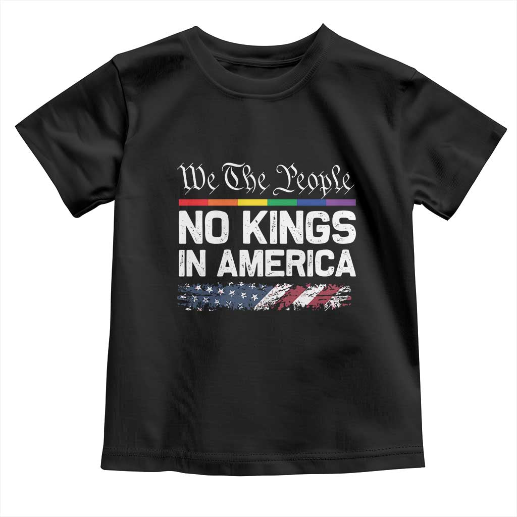 No Kings In America We The People Toddler T Shirt LGBTQ Pride American Flag Political - Wonder Print Shop